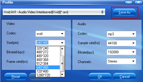 adjust xvid avi audio and video parameters