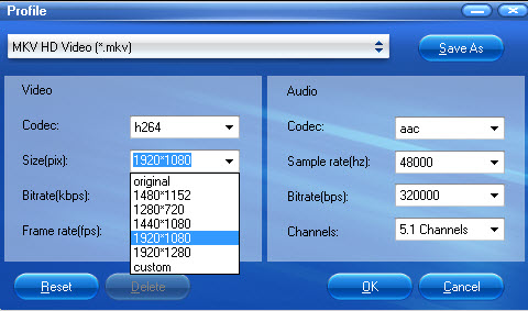adjust audio/video parameters of mkv file