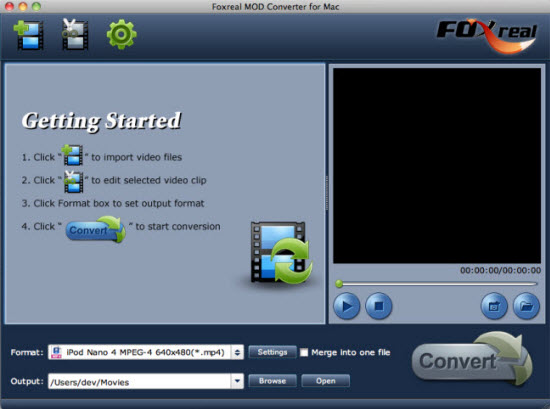 MOD Converter for Mac Maininterface