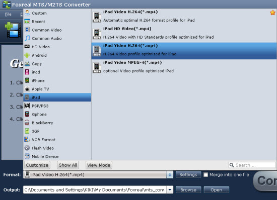 MTS/M2TS Converter Output Format